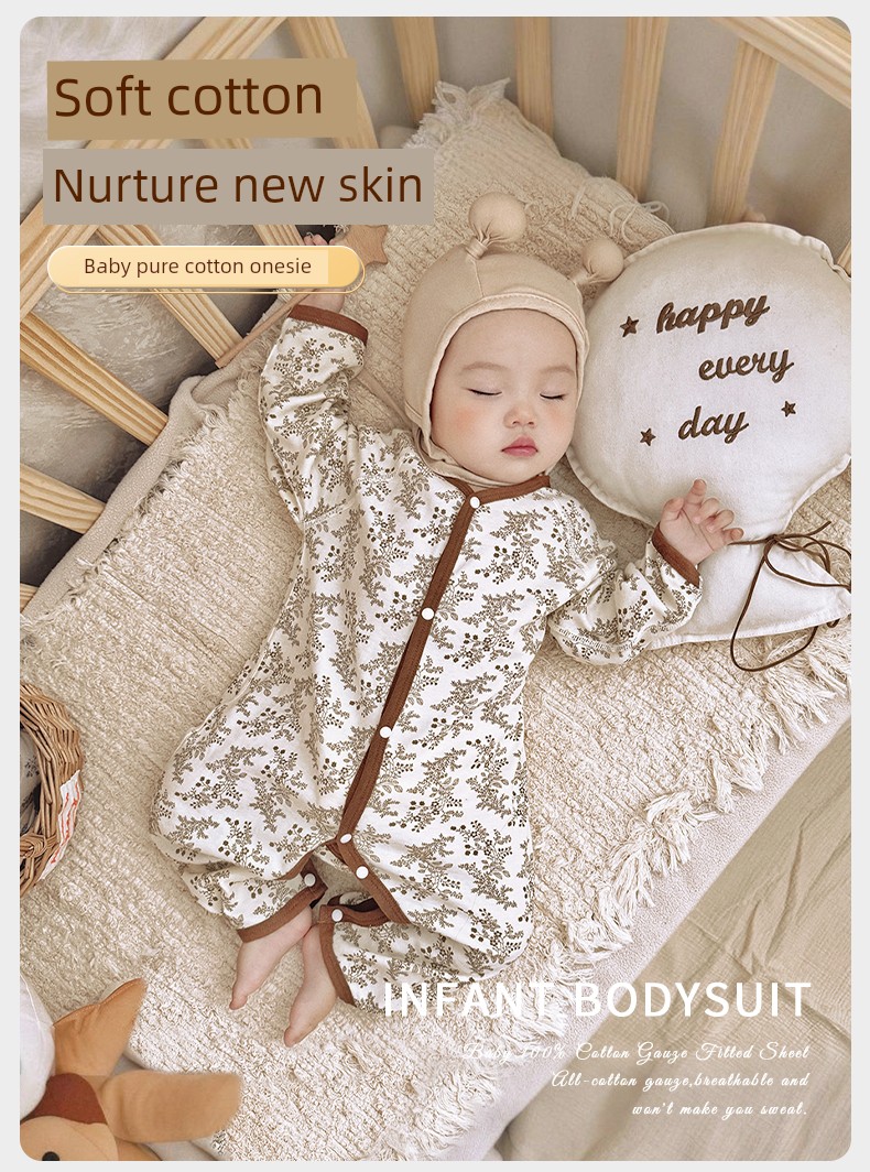 Baby Clothes, Spring and Autumn Style, Long-Sleeved Jumpsuit, Newborn Baby, Male and Female Baby, Pure Cotton, Boneless Belly Protection, Romper, Pajamas — 3