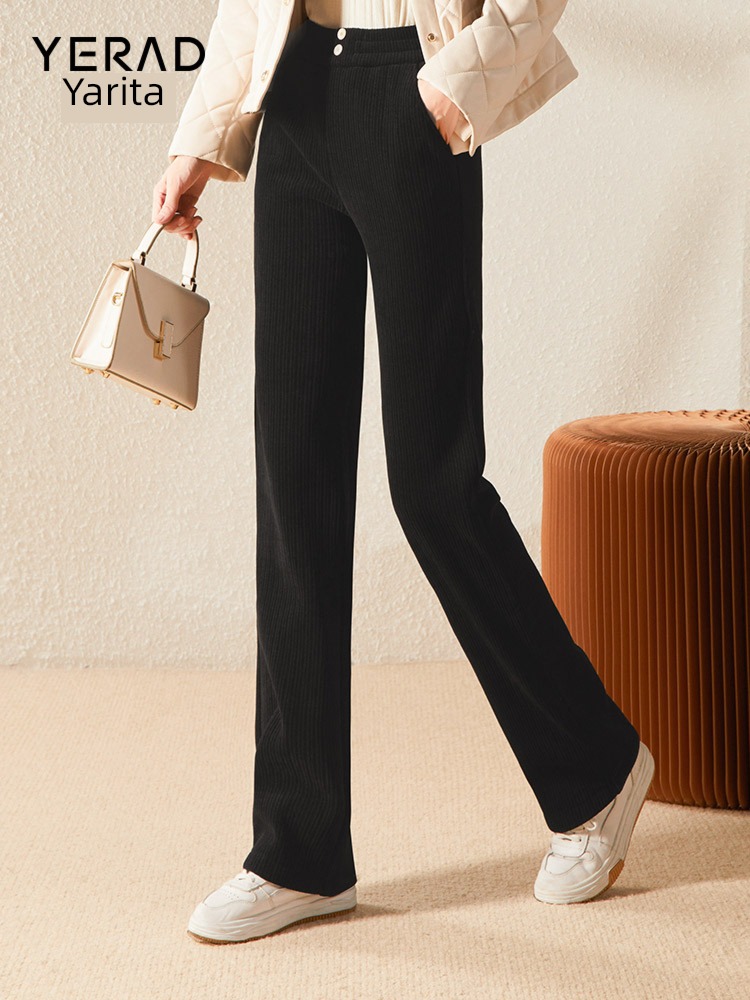Arida knitting female Autumn and winter Plush white Wide leg pants