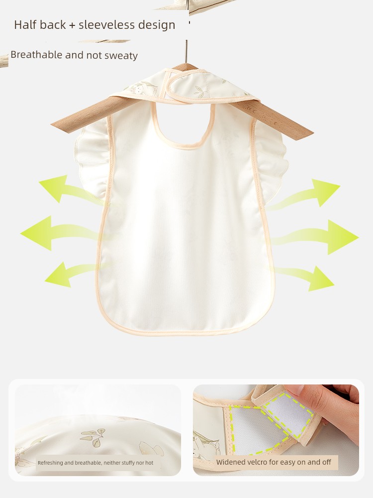 Baby Smock, Kidsren's Eating Bib, Baby Food Supplement, Waterproof and Anti-Dirty, Lace Sleeves for Baby Girls, Summer Thin Apron — 4