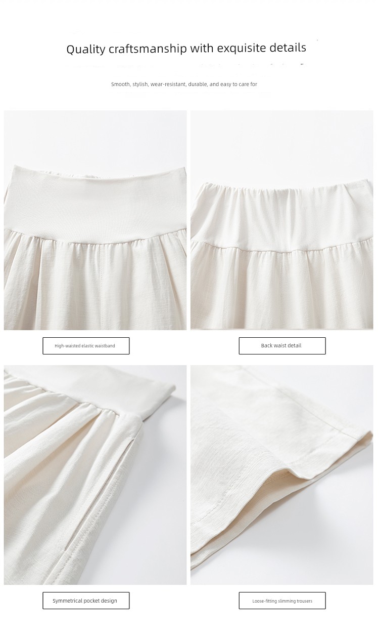 Maternity Shorts, Summer Thin Style, Elastic High Waist, Suitable for Pre and Postpartum, Tencel Cotton, Side Pockets, Wide-Leg, Outerwear, Maternity Pants — 11