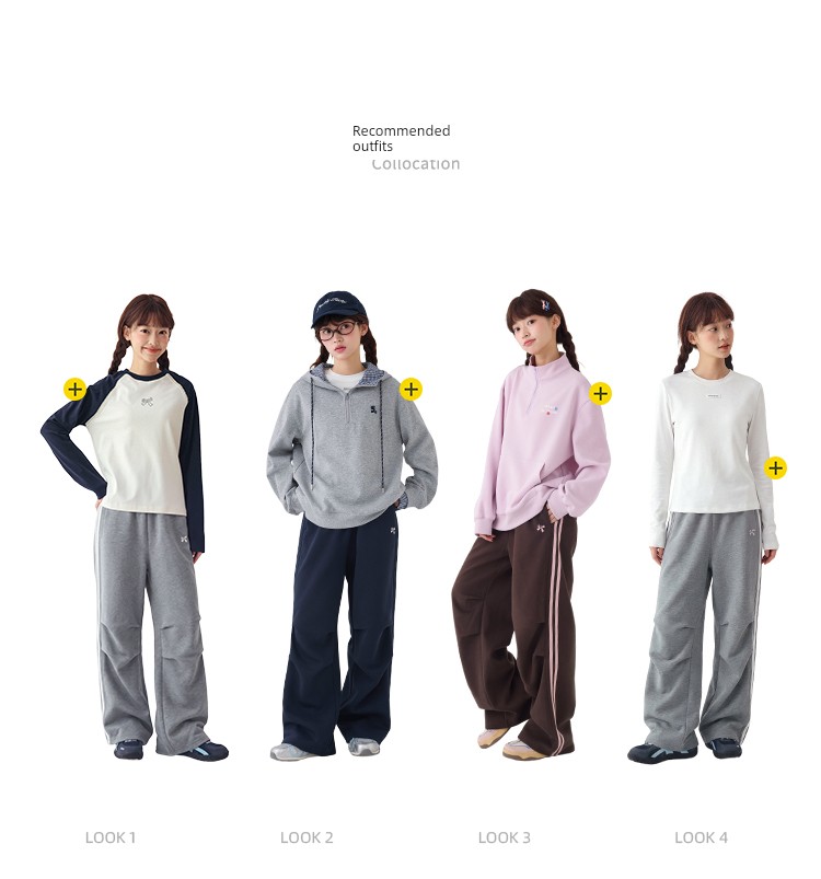 Princess Nono S1N Junior High School Student 26 Autumn Color-Block Double Stripe Casual Pants for Girls, Korean Style Relaxed Fit Flare Pants — 5
