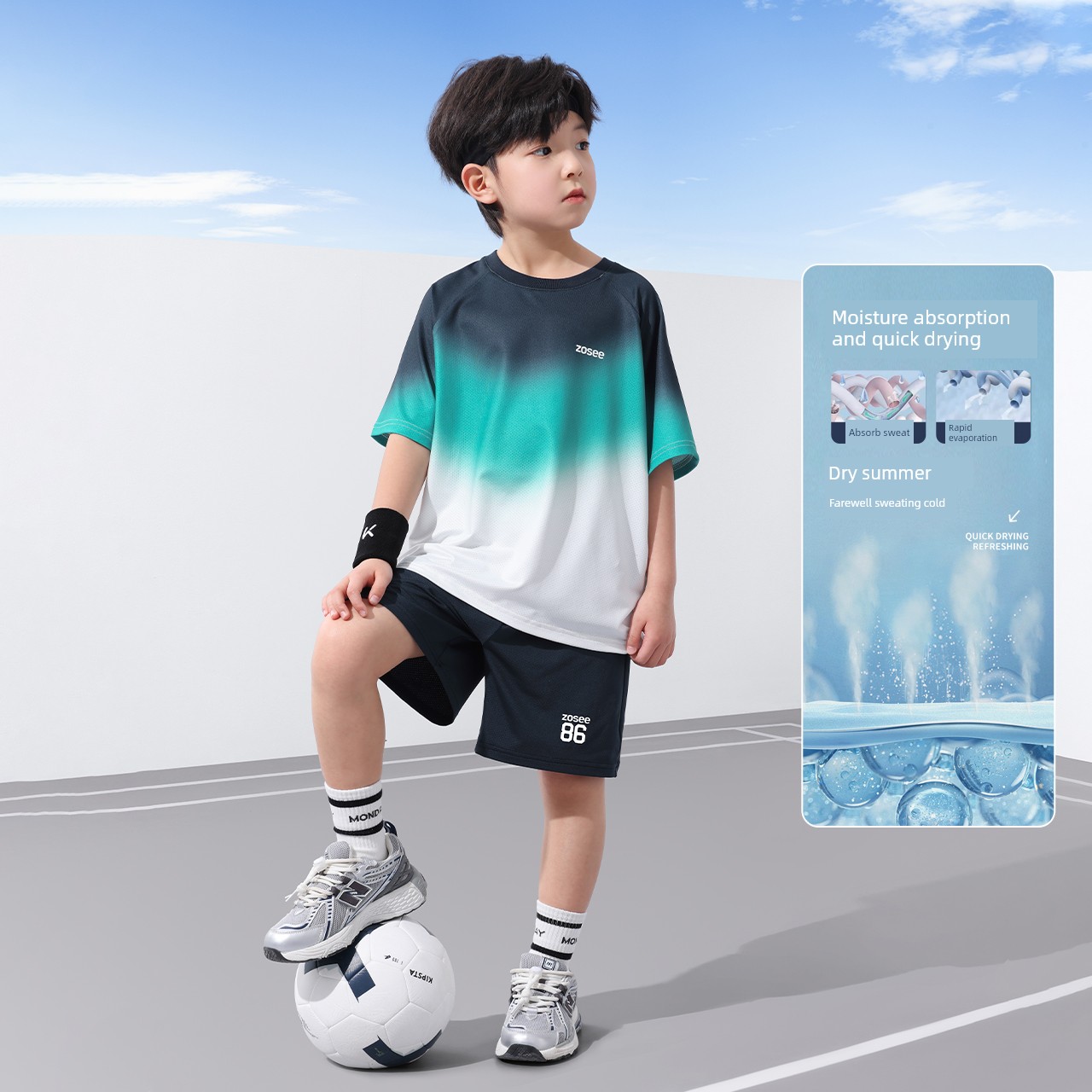 Zuoxi Kidsren's Clothing Boys' Suit Summer Quick-Drying Sports Short-Sleeved 2026 New Kidsren's Basketball Uniform Two-Piece Summer Suit — 2