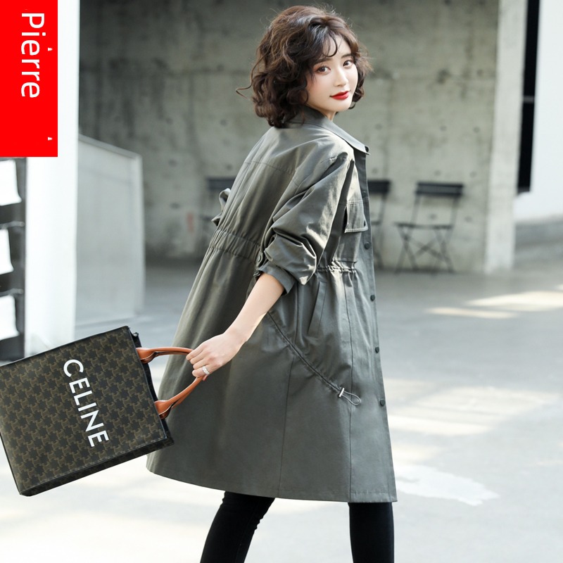 Medium and long term Casual and versatile work clothes loose coat Women Windbreaker