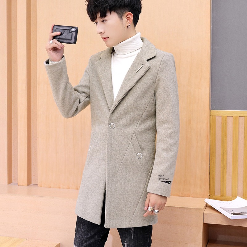 Autumn and winter Medium and long term Woollen cloth Korean version trend loose coat