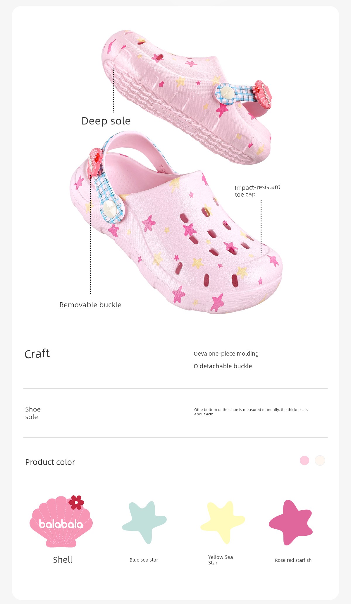 Balabala Kidsren's Slippers for Girls, Summer Baby Hole-In-The-Wall Shoes, Princess Cute Little Girl Soft-Soled Beach Sandals — 4