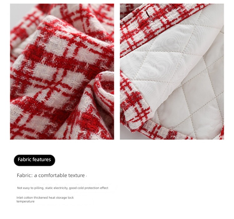 Baby girl Wool child lattice Foreign style winter loose coat