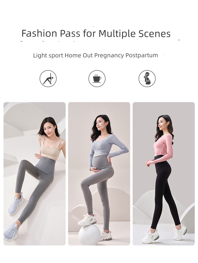 Pure Cotton Yoga Fleece-lined plus Size Autumn Dress Maternity Leggings — 5