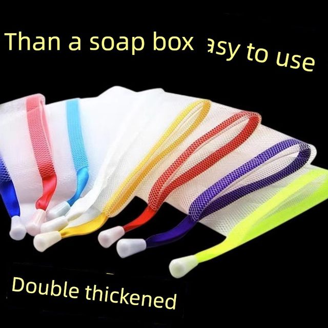 Thickened colorful ribbon facial cleanser handmade soap bubble net soap bag soap net storage face wash bath soap net bag