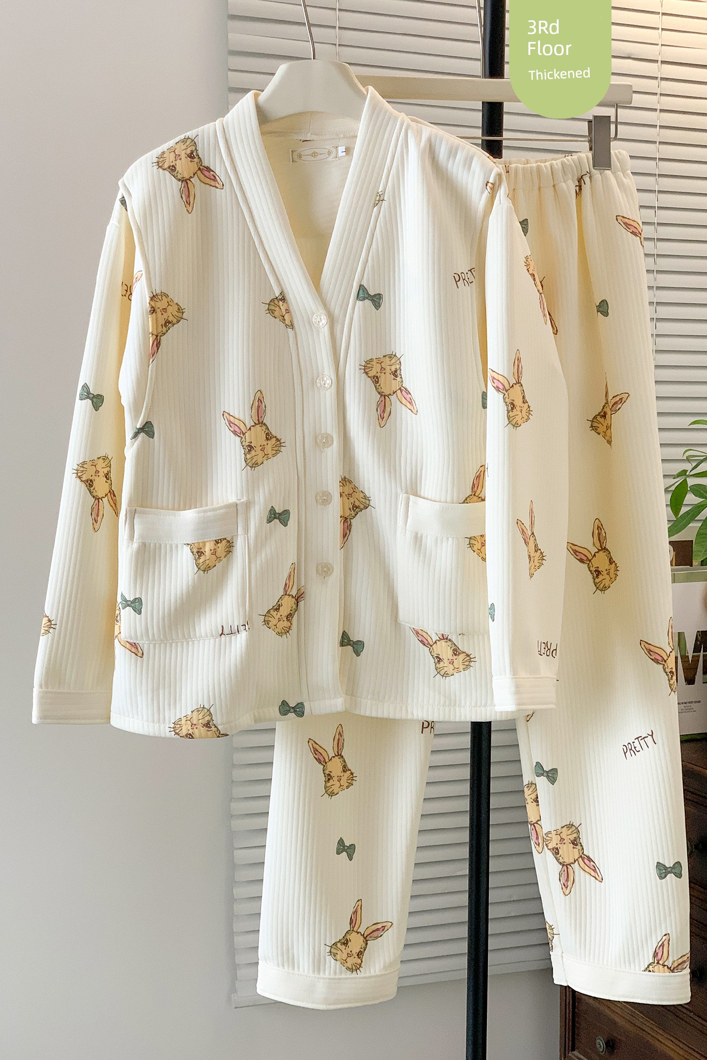 Autumn and Winter Thickened Air Cotton Maternity Pajamas, Spring and Autumn Style Pure Cotton Postpartum Maternity Sleepwear for Breastfeeding, Suitable — 4