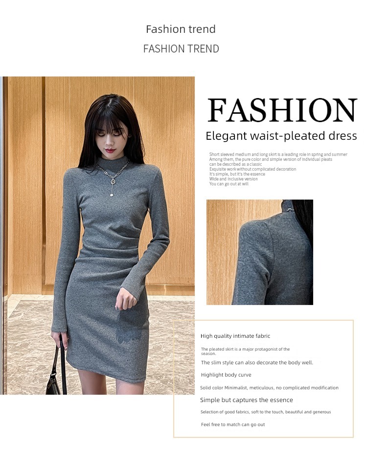 Autumn and winter High collar temperament Lay a foundation sexy knitting Dress