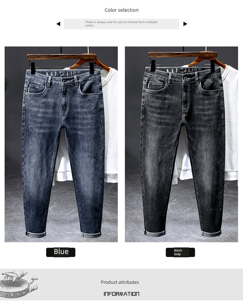 trend high-end Self-cultivation elastic force winter Long pants Embroidery