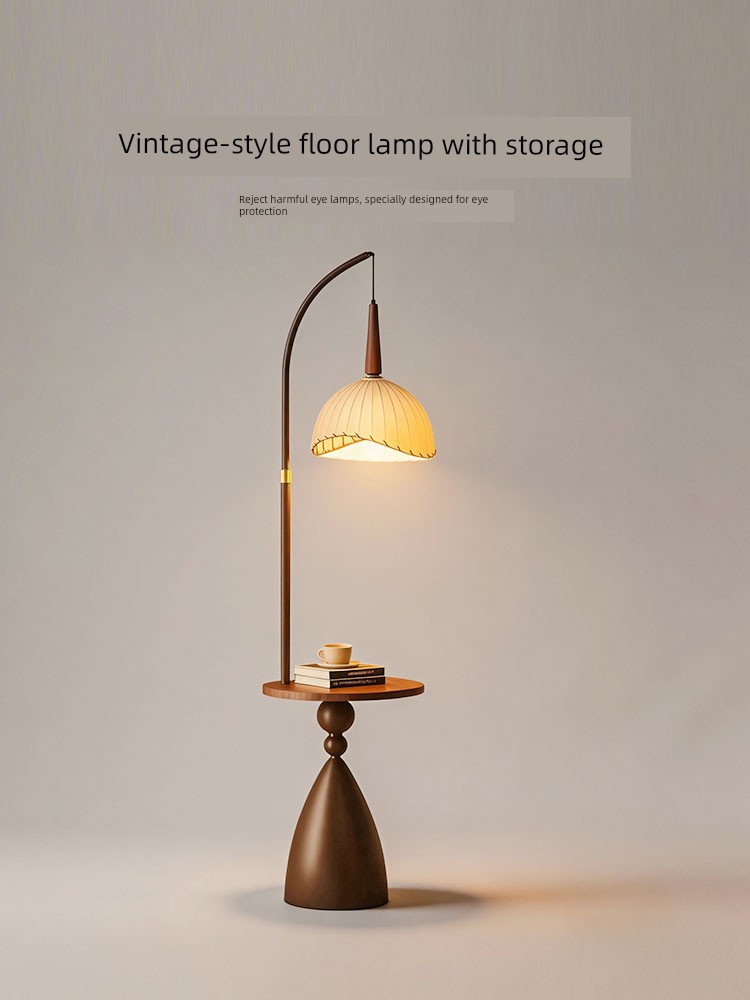 Guji Vintage Style Floor Lamp for Living Room Sofa Side, Atmospheric Coffee Table Lamp, French Retro Bedroom Bedside Table Lamp