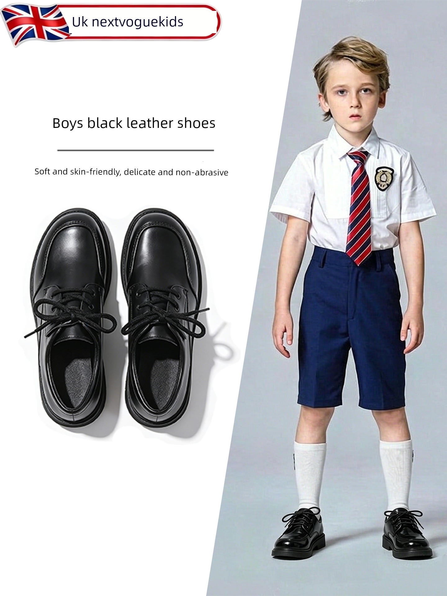 Boys' Black Leather Shoes, British Style, Casual and Stylish, Comfortable for Men, Great for Summer, Very Attractive, Student Shoes, 2026 New Model
