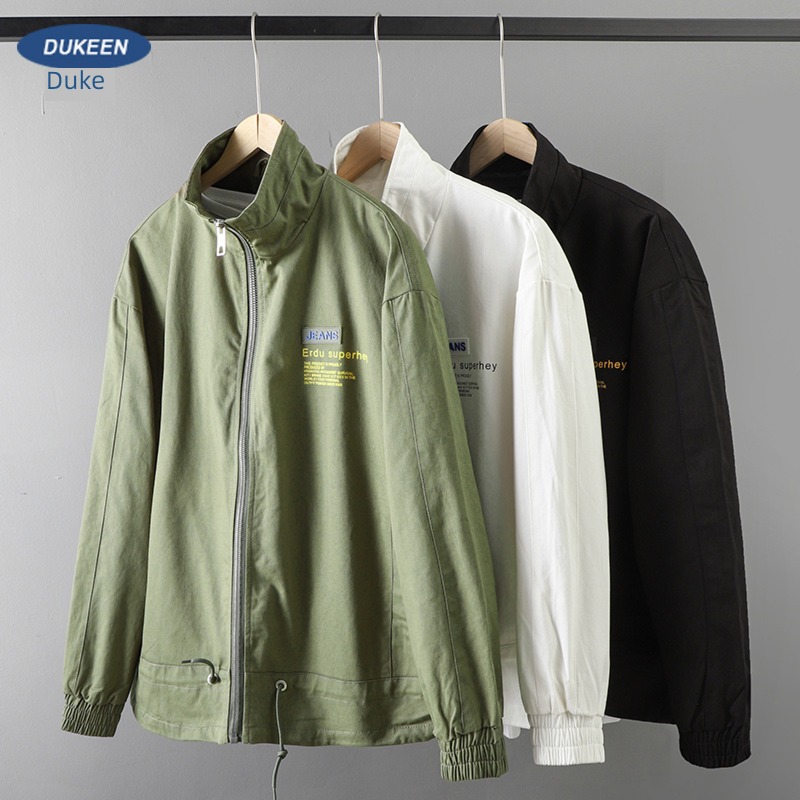 stand collar Autumn and winter Amekaji Army green work clothes
