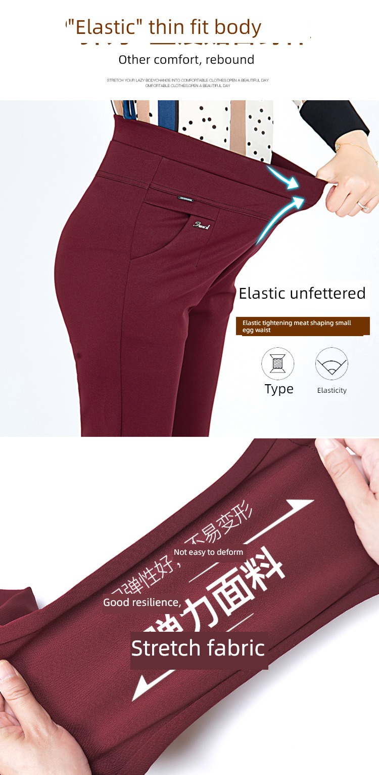 High waist elastic force spring and autumn new pattern leisure time middle age Mother dress