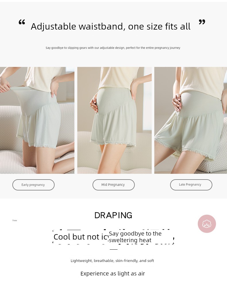 Maternity Safety Shorts with Skirt, Summer Thin Style, Loose Fit for Pregnancy, Ice Silk Shorts, Plus Size 100kg Leggings — 10