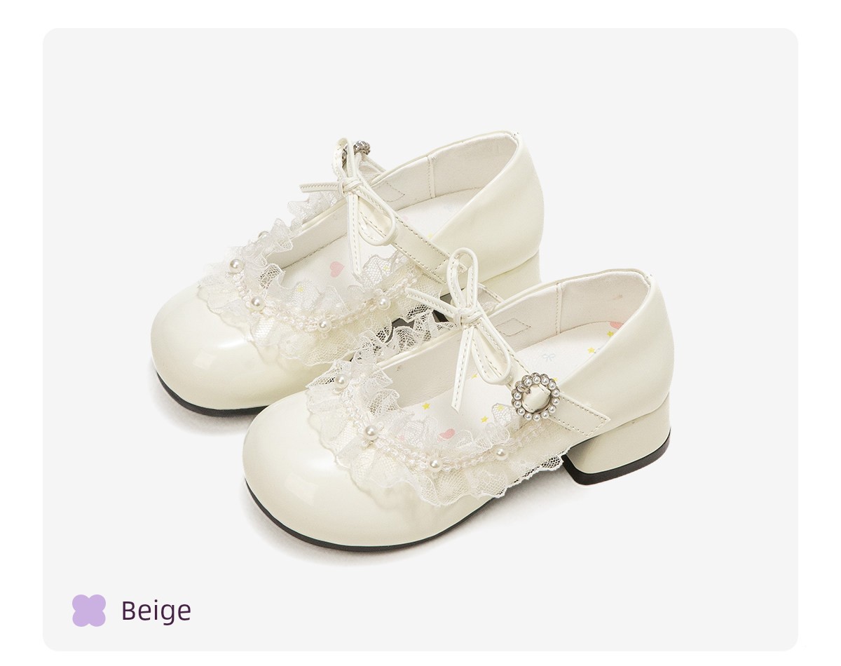 Little Girl's Stylish Leather Shoes 2026 New Summer Children's Beautiful Princess Shoes Girls' Soft-Soled High-Heeled Stage Shoes — 17