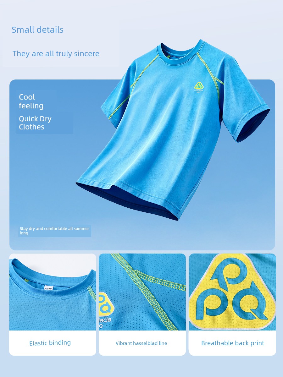Cooling Quick-Dry Children's Short-Sleeve T-Shirt Boys' Summer 2026 New Trendy Brand Big Kids Summer Sports Outfit — 3