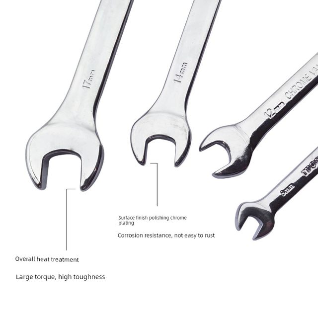 Open-end wrench double-headed wrench mirror wrench dual-purpose wrench set auto repair wrench tool 17-19