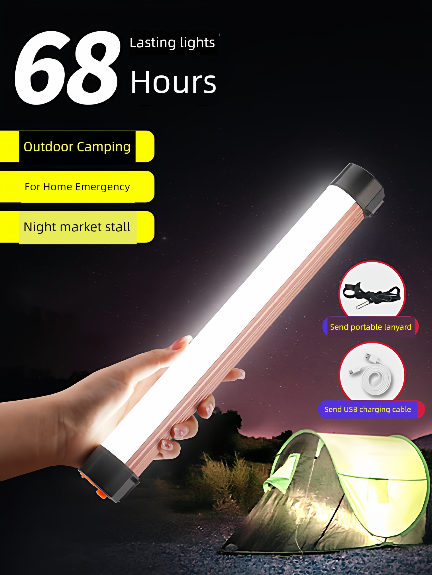 LED Lighting Magnetic Suction Movable Outdoor Stall Rechargeable Light