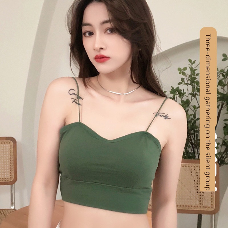 Beautiful back fixed cup pure cotton Exposed navel sexy female camisole