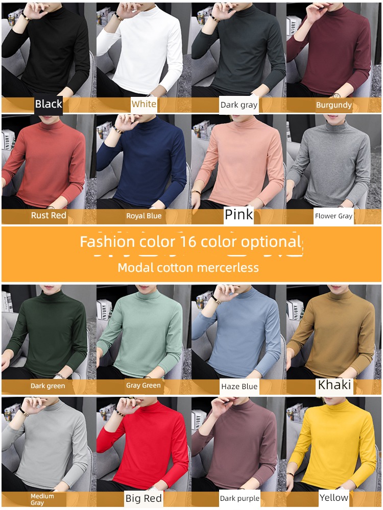 modal  Middle collar Plush keep warm Autumn clothes Long sleeve T-shirt