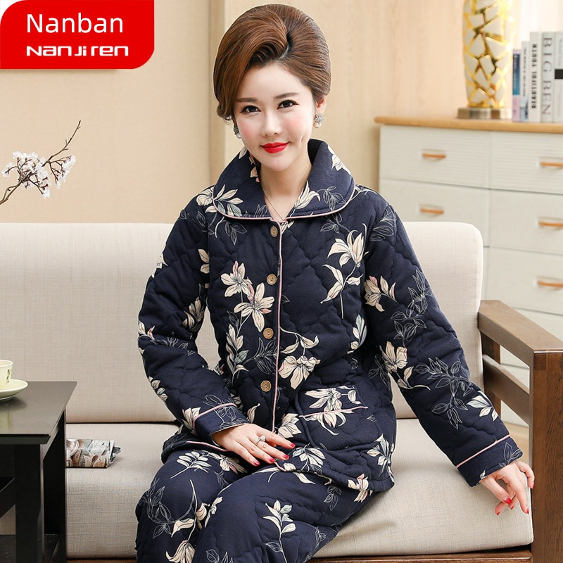 three layers middle age mom Plus Size mother-in-law Cotton padded jacket