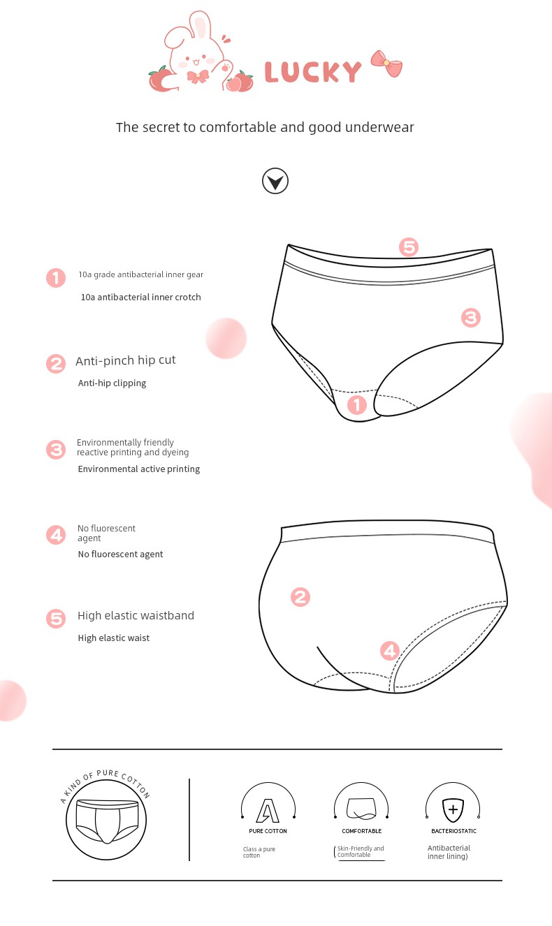 Girls' Underwear, Kidsren's Class a Cotton Summer Thin Briefs, Little Girls' Breathable Antibacterial Underwear Without Pp Inserts — 3