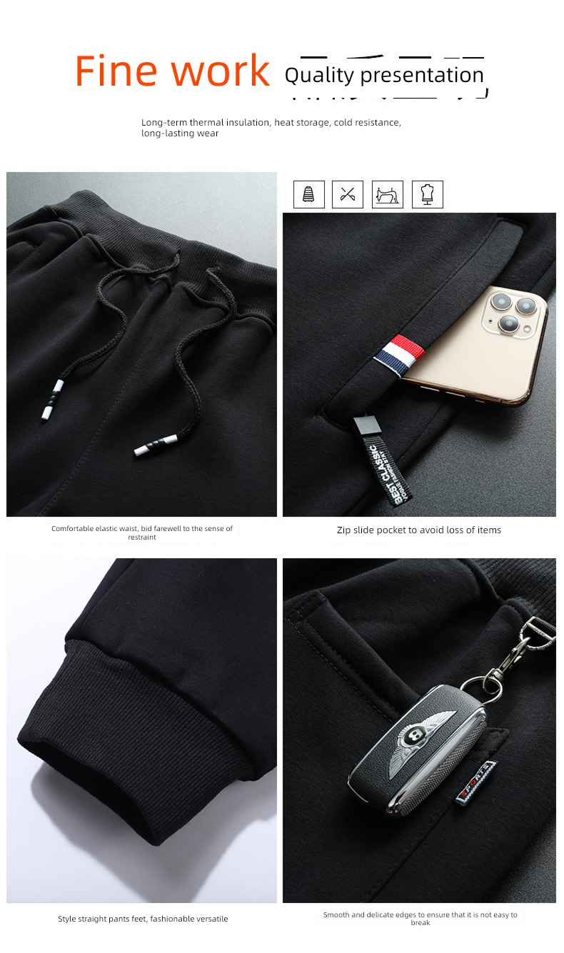 Increase fertilizer Lamb cashmere motion Autumn and winter Casual pants