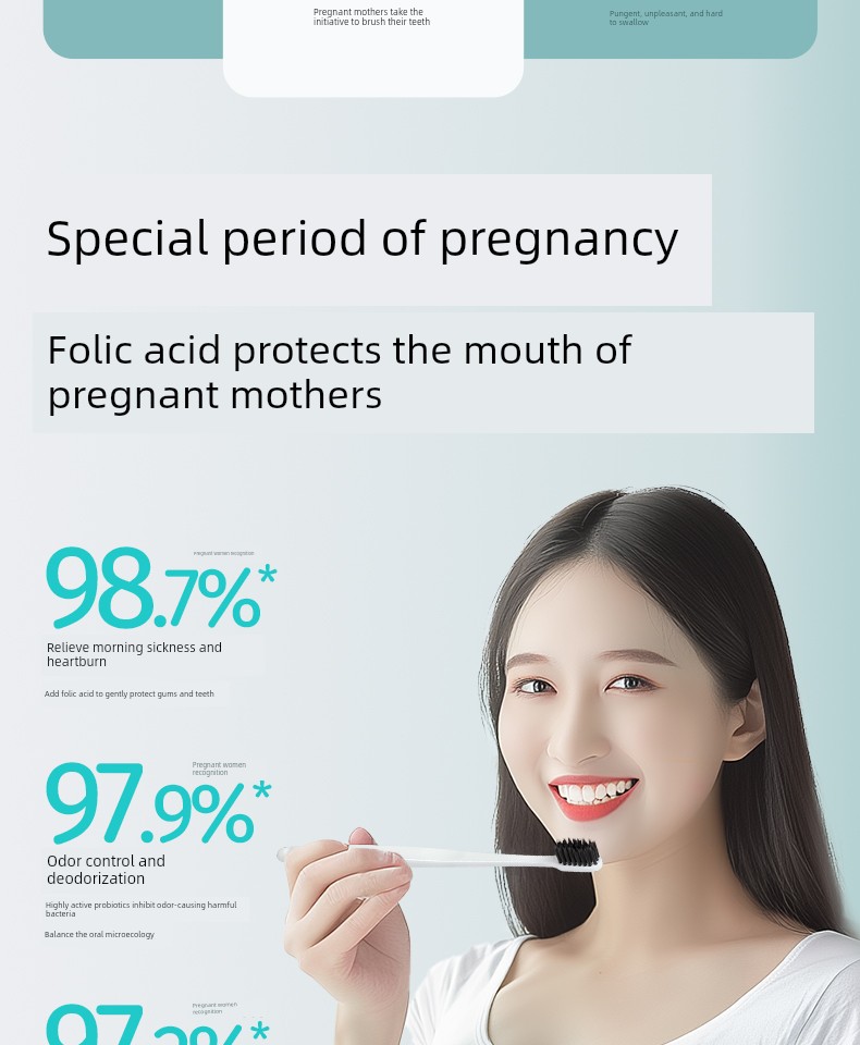 Folic Acid Toothpaste for Pregnant Women to Relieve Morning Sickness, Can Be Used during Pregnancy and Postpartum, Freshens Breath, Removes Yellow — 11