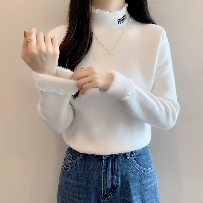 Plush one Autumn and winter Inner lap Half high collar Undershirt
