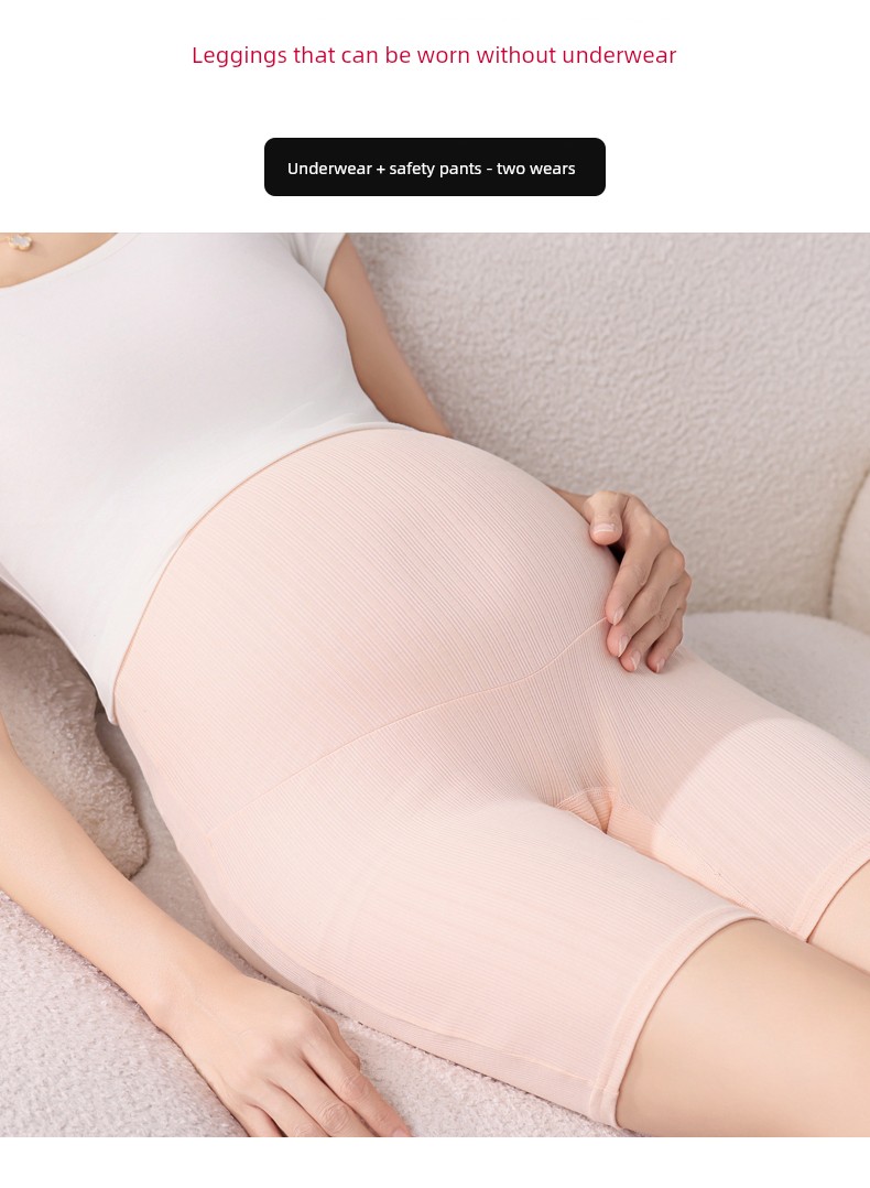 Maternity Cotton Underwear for Summer, Large Size, Anti-Exposure Safety Shorts, Two-In-One, Extended Length, Five-Point Leggings for Summer — 3