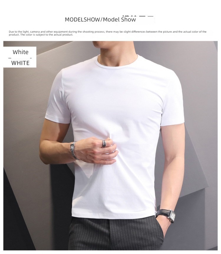 man Undershirt Big size Tight fitting pure cotton Short sleeve T-shirt