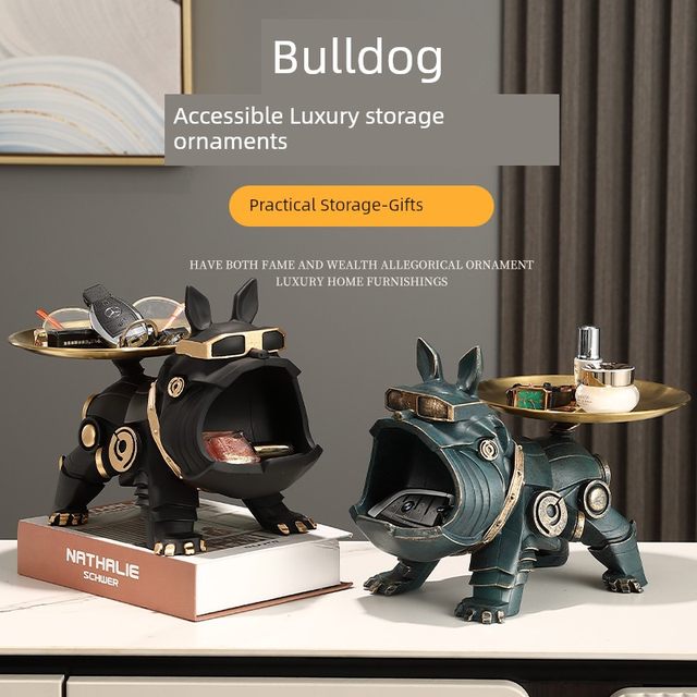 Modern personalized trendy home accessories, keys and remote control, snacks, bulldog, dog storage ornaments
