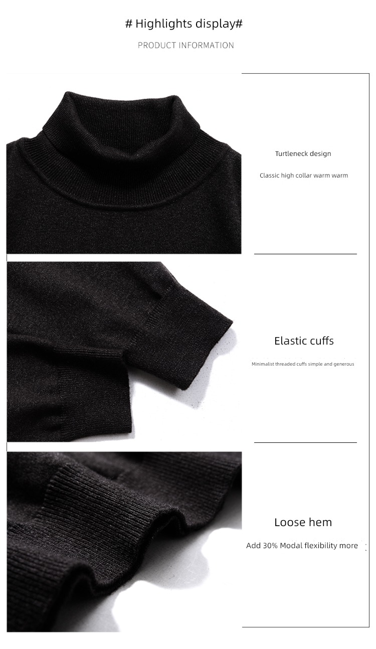 black Inner lap easy Fattening keep warm High collar sweater