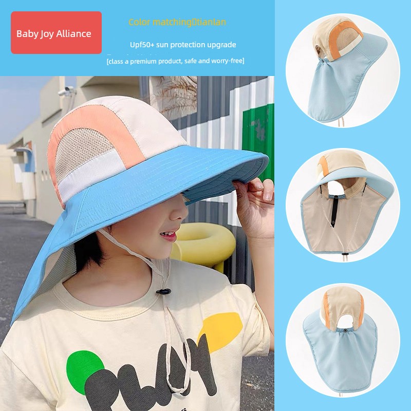 Children's Sun Protection Hat, Girls' Sun Hat, Boys' Sun Hat, Beach and Seaside Uv Protection Hat with Large Brim — 4