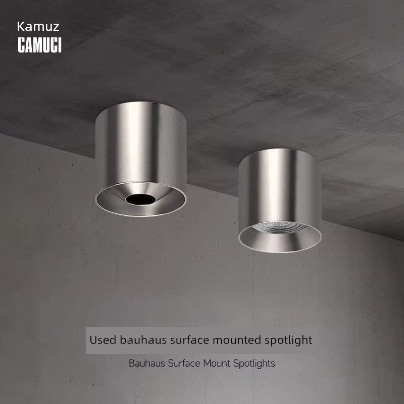 Kaimus Surface-Mounted Stainless Steel Spotlight Bauhaus Silver Vintage Ceiling Light Industrial Style Living Room Light Without Main Light