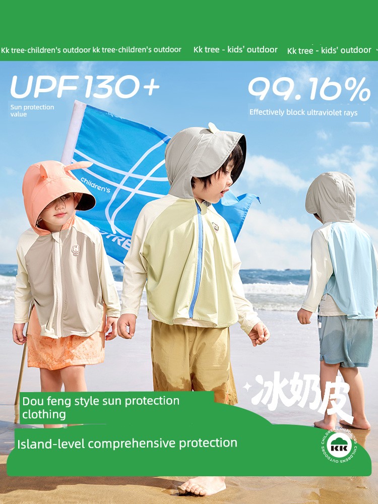 Kk Tree Baby Sun Protection Clothing Children's Summer Original Yarn Sun Protection Clothing Boys and Girls Anti-Uv Cloak Style Jacket