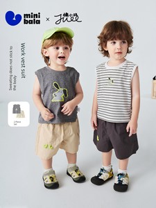[Moisture-Absorbing and Quick-Drying] Mini Balabala Boys' Short-Sleeved Suit, Cool Vest, Shorts, Breathable Summer 2026