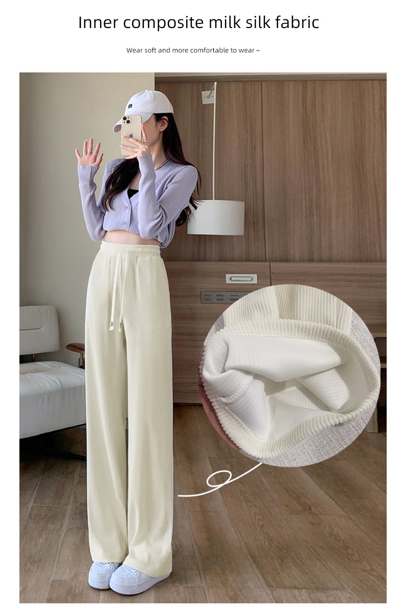 autumn chenille  Show thin Sagging sensation No plush Wide leg pants