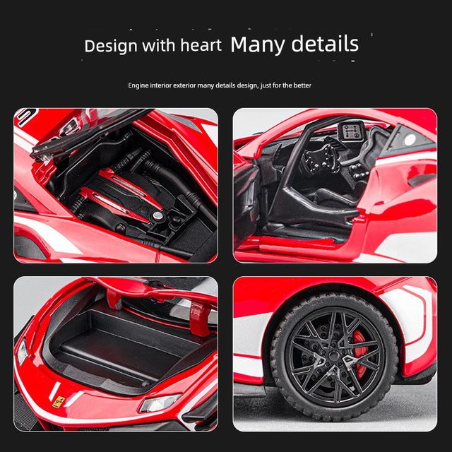 Jiaye 1/32 Fara F488 track version alloy car model return sound and light toy lace sports car box