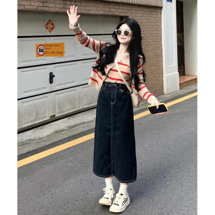 fashion Sense of design female suit ins cowboy skirt