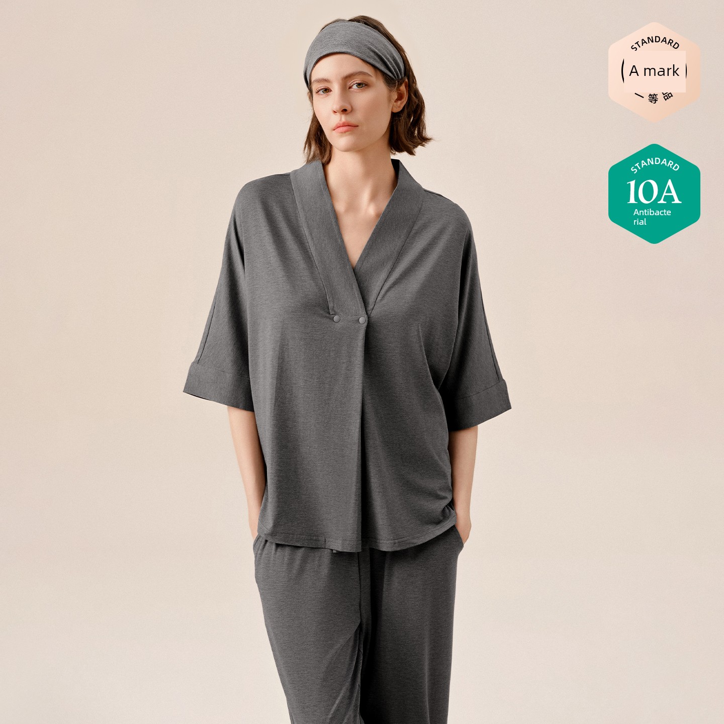 Sohiwoo Postpartum Clothing for Pregnant and Postpartum Women, Autumn Nursing Pajamas, Outerwear, Bamboo Cotton Sweat-Absorbent Home Wear Set — 1