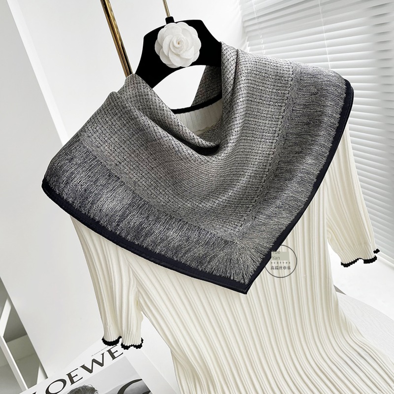 grey Advanced sense female x65 Small square towel Versatile real silk