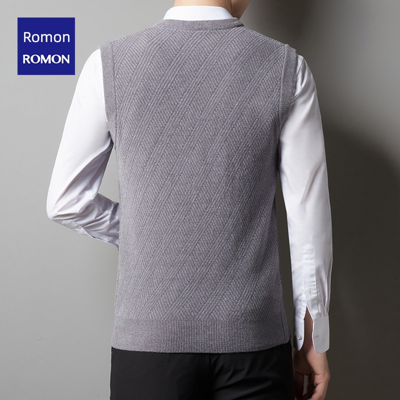Romon V-neck Snow woolen cloth leisure time waistcoat sweater Vest