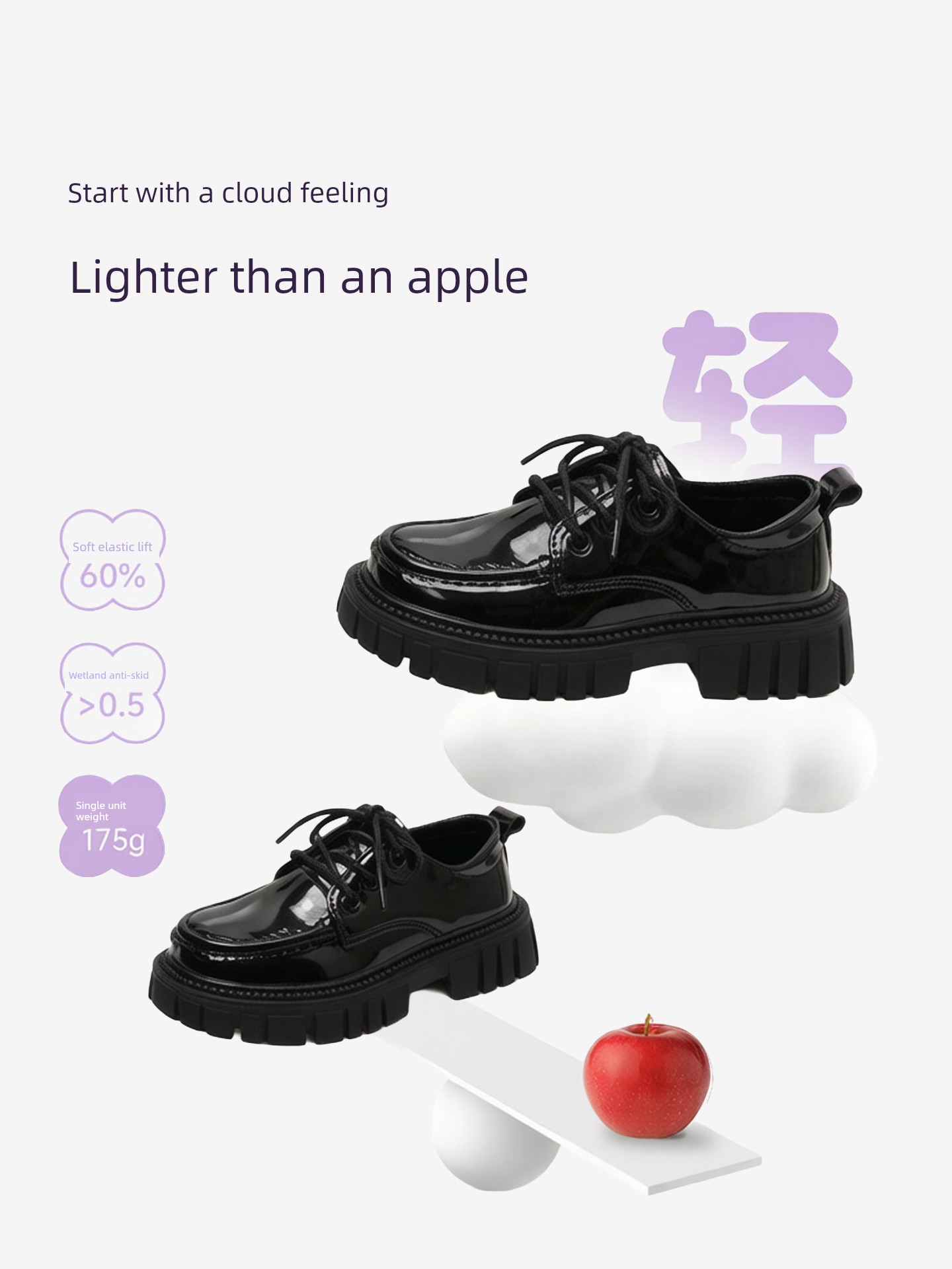 Black Leather Shoes for Girls, Academy Style, Suitable for Pairing with Skirts, Soft-Soled Performance Shoes, Thick-Soled Height-Increasing Summer Shoes — 3