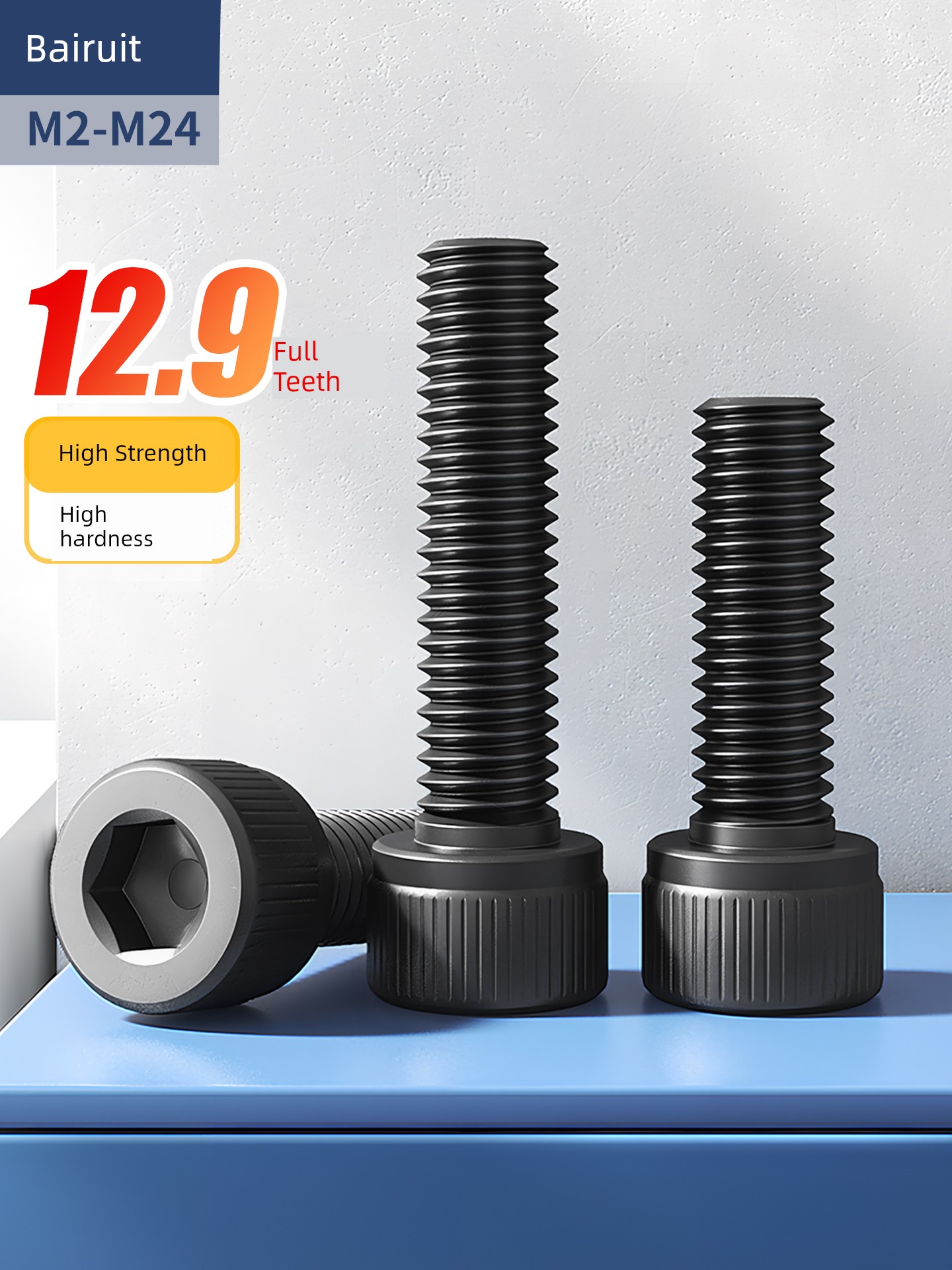 12.9 Grade High Strength Hexagon Bolt Cup Head Full Tooth Screw Cylindrical Head Screw M2M3M4M5M6M8-M24