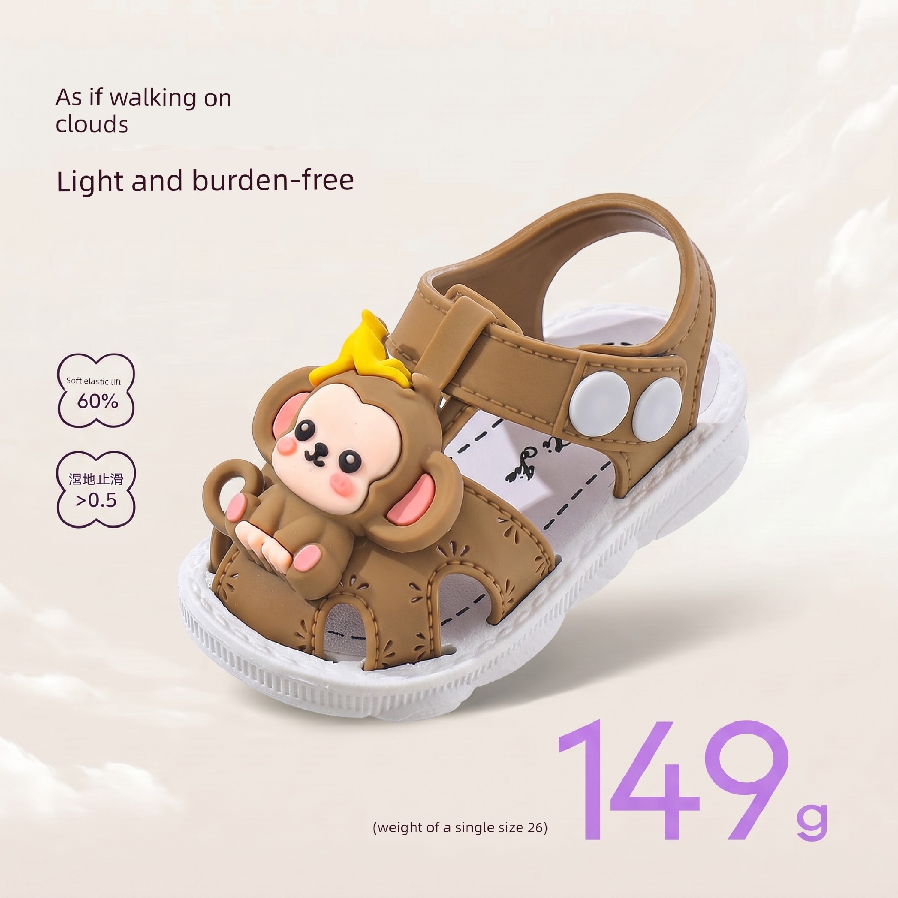 British Children's Sandals for Boys, Non-Slip and Odor-Resistant, for Girls Aged 0-1-3, Cartoon Closed-Toe Sandals Suitable for Water Activities — 3