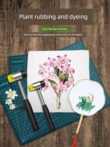 Plant Dyeing Material Kit Alum Color Fixing Agent Printing Tie-Dye Canvas Bag DIY Tools Hammer Leaves Grass and Plants