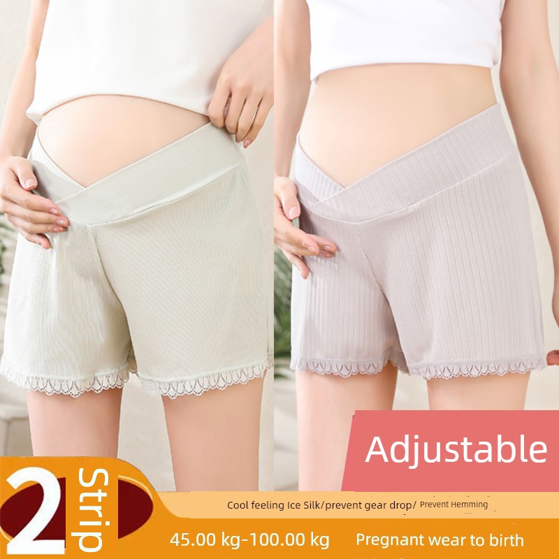 Ice Silk Shorts Fashion Tape Loose Low Waist Summer Clothes for Pregnant Women — 6